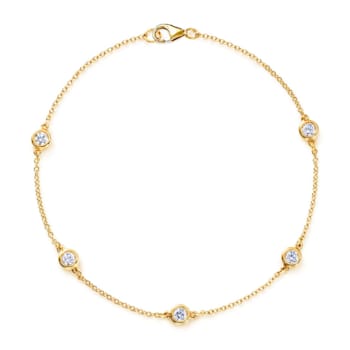 14K Yellow Gold 0.75ctw Diamond Bezel Bracelet