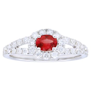14K White Gold 0.93ct Ruby and Diamond Ring