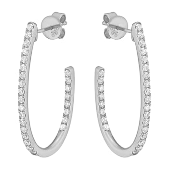 14K White Gold 0.62ct Diamond Hoop Earrings