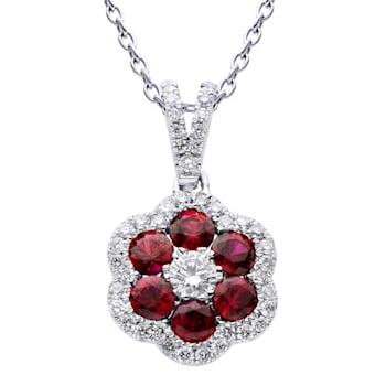 14KW  1.02ct Ruby and Diamond Pendant With Chain