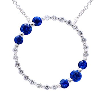 14KW 0.56ct Sapphire and Diamond Pendant With Chain