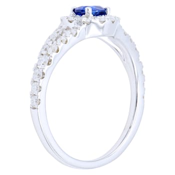 14K White Gold 0.99ct Sapphire and Diamond Ring