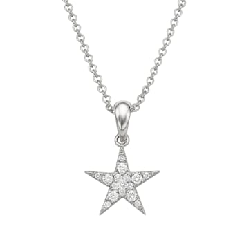14KW 0.15ct Diamond Pendant With Chain