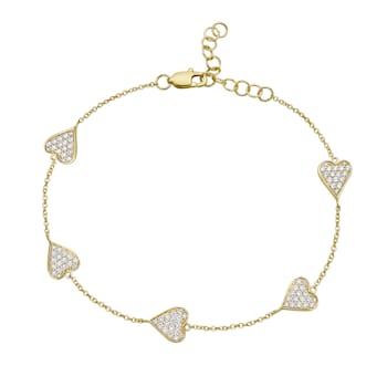 14K Yellow Gold 0.51ctw Diamond Heart Bracelet