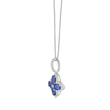 14KW 2.72ct Sapphire and Diamond Pendant With Chain