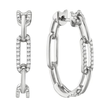 14K White Gold 0.39ct Diamond Hoop Earrings