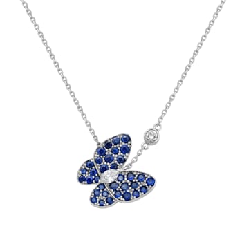 14KW 1.39ct Sapphire and Diamond Pendant With Chain