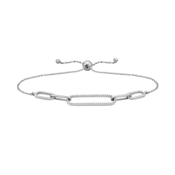 14K White Gold 0.20ctw Diamond Bezel Bracelet
