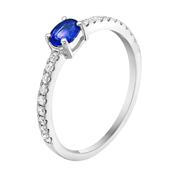 14K White Gold 0.68ct Sapphire and Diamond Ring