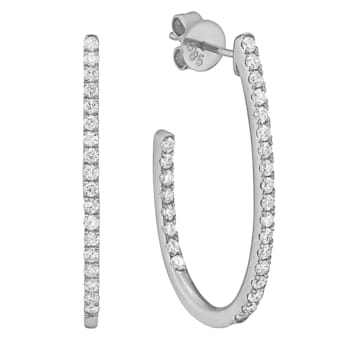 14K White Gold 0.62ct Diamond Hoop Earrings