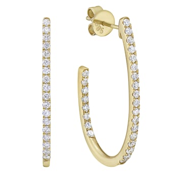 14K Yellow Gold 0.62ct Diamond Hoop Earrings