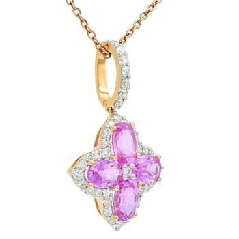 14KW 2.72ct Pink Sapphire and Diamond Pendant With Chain