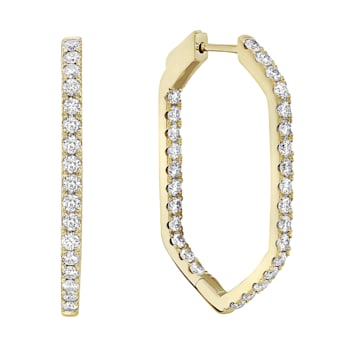 14K Yellow Gold 1.95ct Diamond Hoop Earrings