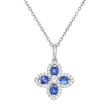 14KW 0.51ct Sapphire and Diamond Pendant With Chain