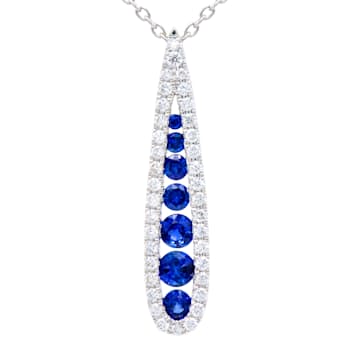 14KW 0.79ct Sapphire and Diamond Pendant With Chain