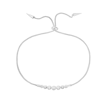 14K White Gold 0.34ctw Diamond Bolo Bracelet