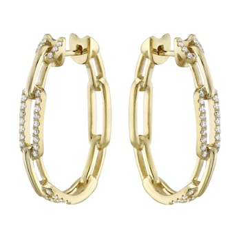 14K Yellow Gold 0.39ct Diamond Hoop Earrings
