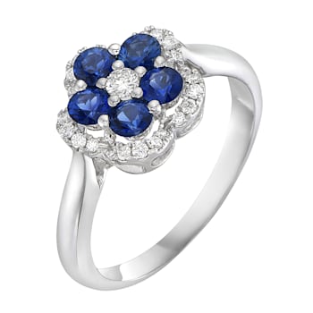 14K White Gold 0.94ct Sapphire and DiamondRing