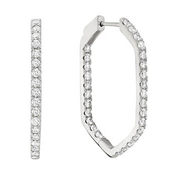 14K White Gold 1.95ct Diamond Hoop Earrings
