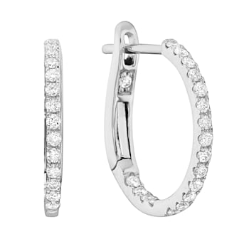 14K White Gold 0.31ct Diamond Hoop Earrings