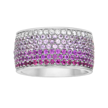 14K White Gold 4.79ct Pink Sapphire and Diamond Ring
