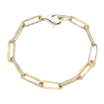 14K Yellow Gold 1.58ctw Diamond Paperclip Bracelet