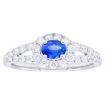 14K White Gold 0.99ct Sapphire and Diamond Ring
