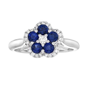 14K White Gold 0.94ct Sapphire and DiamondRing
