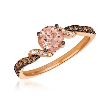 Le Vian Peach Morganite, Chocolate Diamonds, White Diamonds 14K Rose
Gold RING 0.22 CTW 0.57 MG