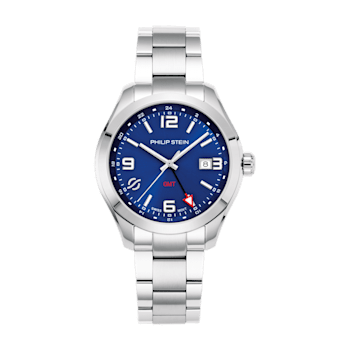 Philip Stein Traveler Swiss Ronda 515.24H 42mm Blue GMT Watch - 92-GMTBL-SS