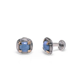 Konstantino Heonos 18K Yellow Gold and Sterling Silver and Turquoise Cufflinks