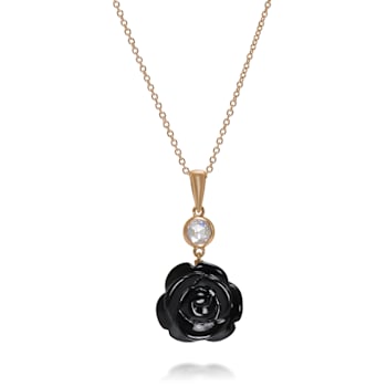 Mimi Milano Grace 18K Rose Gold Diamond and Black Agate Pendant With Chain