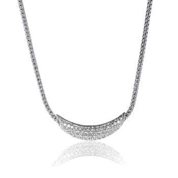 John Hardy Classic Chain Sterling Silver Diamond 0.32ctw Necklace