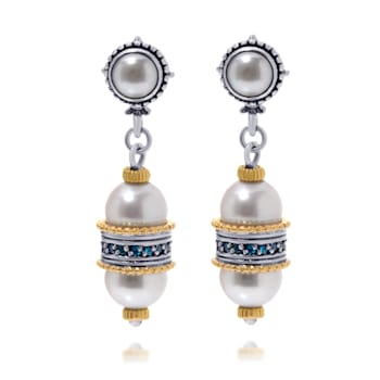 Konstantino Sterling Silver And 18K Yellow Gold And Pearl Earrings