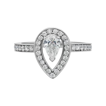 FRED Lovelight Platinum Pear Cut Center Diamond 0.30ct. E-VVS1, 0.65ct.
tw. Ring sz 5.75