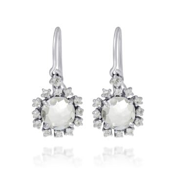 Suzanne Kalan 14K White Gold and White Topaz Drop Earrings