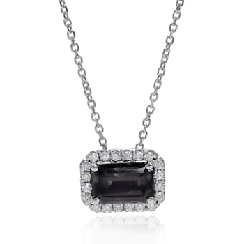 Suzanne Kalan 14K White Gold Diamond and Black Night Quartz Pendant Necklace