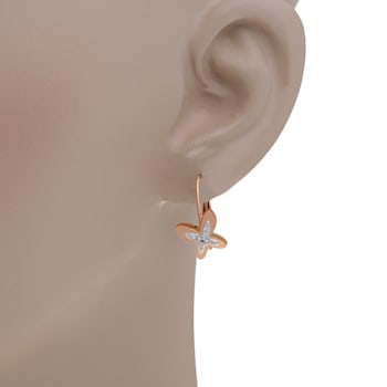 Mimi Milano Freevola 18K Rose Gold Diamond 0.28ctw Butterfly Drop Earrings