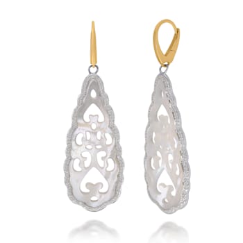 Mimi Milano Shelley 18K White Gold Mother of Pearl and Diamond Earrings
