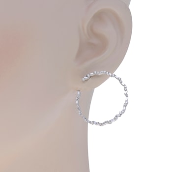 Suzanne Kalan 18K White Gold Diamond 0.87ctw Hoop Earrings