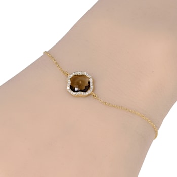 Suzanne Kalan 18K Rose Gold Diamond and Smoky Quartz Bangle Bracelet