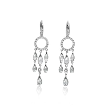 Mimi Milano Angie 18K White Gold Diamond 0.31ctw and Topaz Earrings