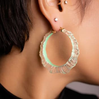 Bamboo Illusion Hoops in Mint Green