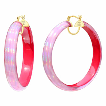 Large Iridescent Hoops in Pink