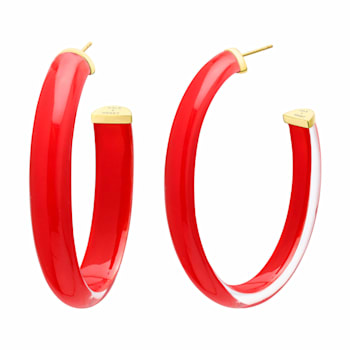 XL Oval Red Illusion Hoop Earrings