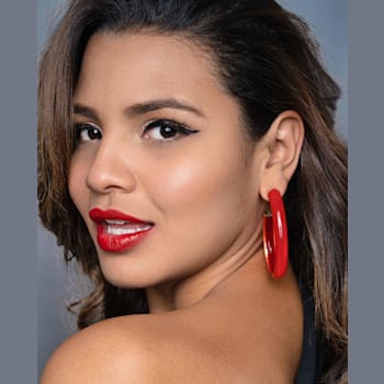 XL Oval Red Illusion Hoop Earrings