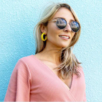 Small Illusion Hoop Earrings in Yellow