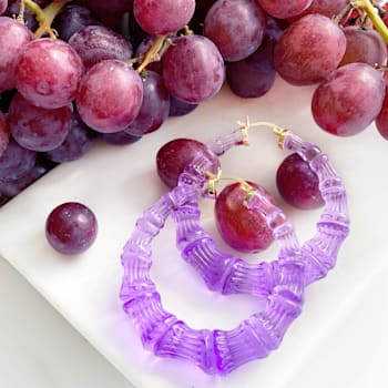 Bamboo Lucite Hoops in Grape