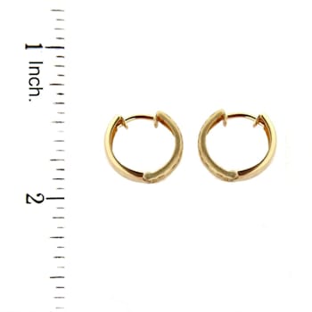 18K Solid Yellow Gold Diamond Cut Hinged Hoop Huggie Earrings