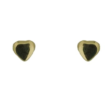 18K Solid Yellow Gold Polished Heart Post Earrings